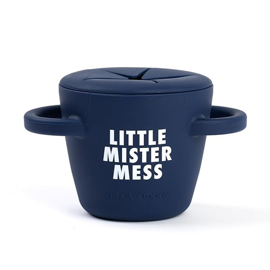 Bella Tunno Snack Cups for Toddlers, Silicone Spill Proof Food Container with Lid, Babies & Kids 6-12 Months, Little Mister Mess
