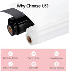 HTVRONT White and Black 12" x 5ft HTV Vinyl Rolls | Easy Cut & Weed, Heat - Image 2