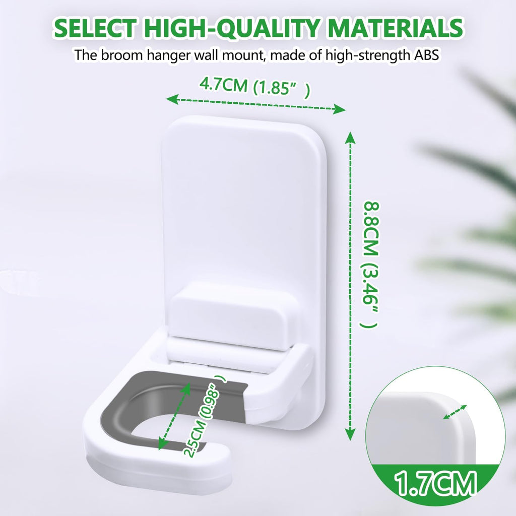 6 pack Broom Holder Wall Mount Mop Holder Broom and Mop Gripper Self Adhesive Peel and Stick Anti-Slip Mop Handle Hanger Household Cleaning Organizer, Holds up to 6 lb