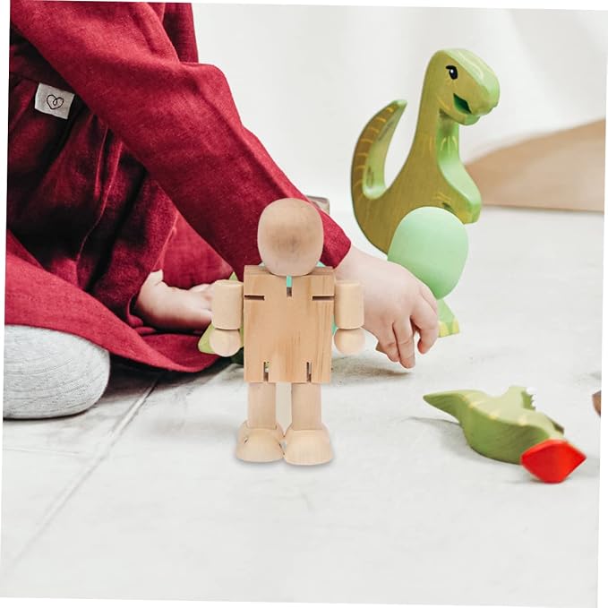 EXCEART Wooden Doll Desktop Ornament Unfinished Blank Figurine 2.75X6.88X4.33In - Image 5