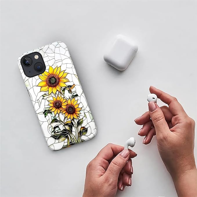 ZHEGAILIAN Case for iPhone 14 Plus, Sunflower Faux Stained Glass Effect Durable - Image 3