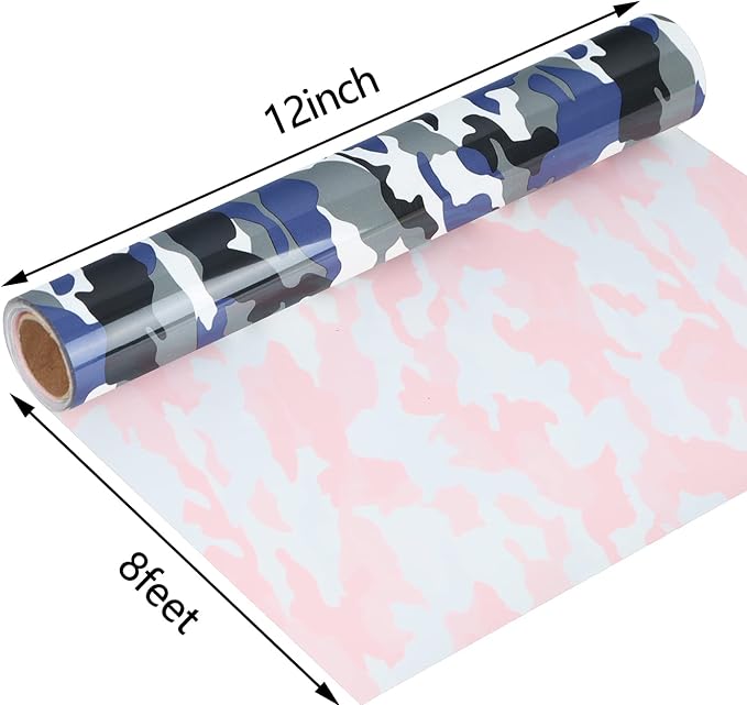 guangyintong Camouflage Blue Heat Transfer Vinyl HTV Rolls, Stretchy HTV Vinyl - Image 3