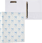 Blue Bow Round Ring Binders 1.5 Inch Ribbon Bow Knot 3 Ring Clipboard Binder - Image 8