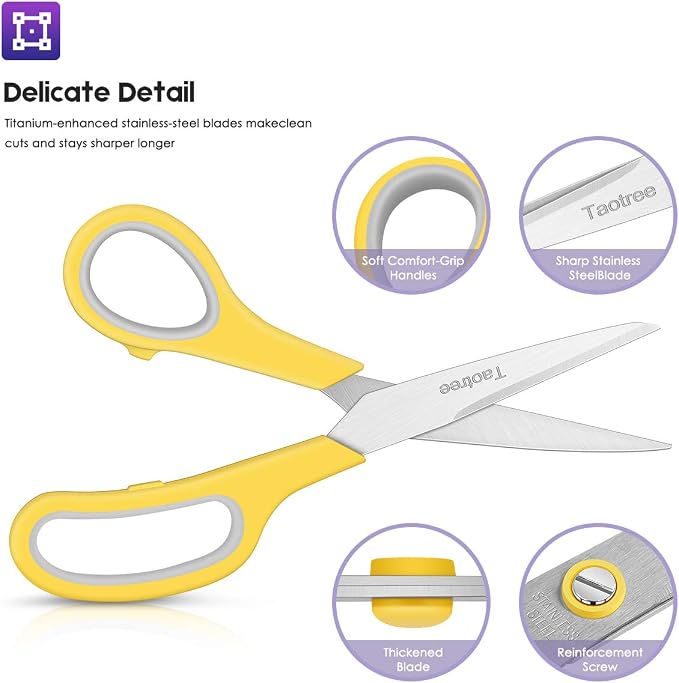Scissors Bulk Set 20-Pack, Taotree 8" All Purpose Scissors - Image 4