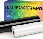 HTVRONT HTV Vinyl Rolls Black HTV and White Heat Transfer Vinyl 12" x 35ft | by HTVRONT