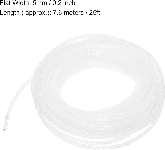 uxcell PET Expandable Sleeving 25ft 1/8" Clear Cable Management Sleeve Cord - Image 3