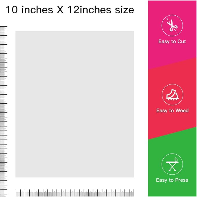 JANDJPACKAGING White Heat Transfer Vinyl HTV Bundle 10"x12"- 10 Pack of Premium - Image 5