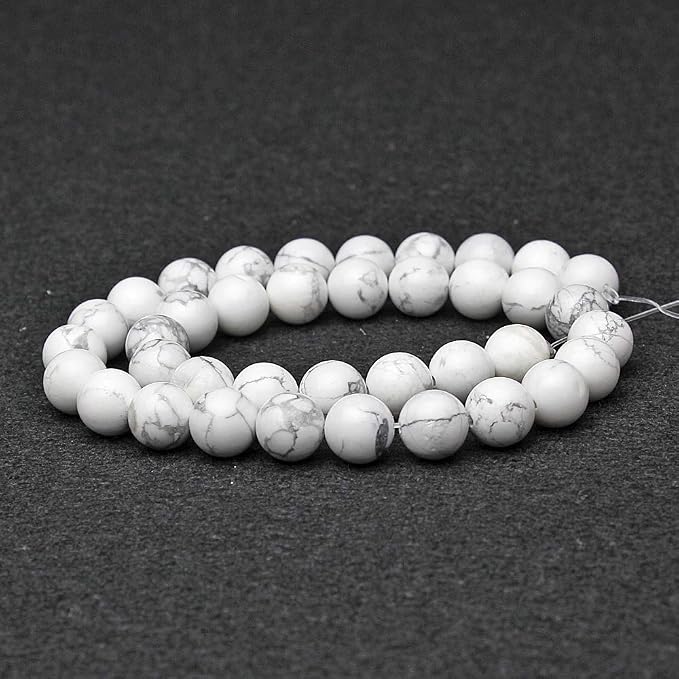 MJDCB AAAA Natural Stone Beads White Howlite Turquoise Round Loose Beads - Image 2