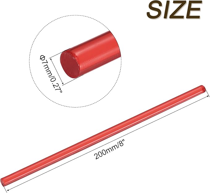 uxcell Mini Hot Glue Sticks for Glue Gun 7mm x 200mm Transparent Dark Red 12pcs - Image 2