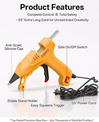 Mini Hot Glue Gun with 100 Glue Sticks, Precision Glue Flow, Extra-Long 55" Cord - Image 2