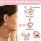 Beebeecraft 10Pcs Rose Gold Plated Heart Pendant Charms Metal Brass Love Heart - Image 2