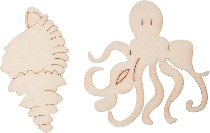 80PCS Unfinished Wood Ocean Animal Cutouts - Image 6