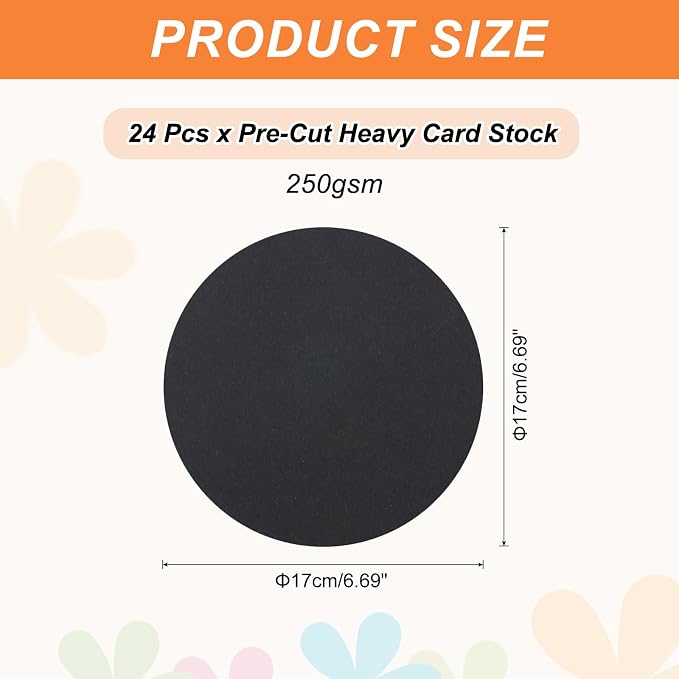 MECCANIXITY 24 Pcs Circle Card Stock, 6.7 Inch Round Cutouts Paper Thick - Image 2