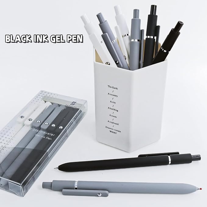 UIXJODO 6 Pcs Gel Pens 0.5mm Quick Dry Black Ink Pens Fine Point Smooth Writing - Image 5