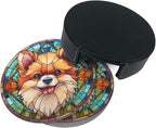 Drink Coaster Set of 6, Pomeranian Dog Mom Lover Gift, Leather Drink Coasters - Image 5