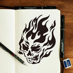 Flame Skull Painting Stencil 11.7 x 8.3 Inch Drawing DIY Craft Reusable Plastic - Image 3