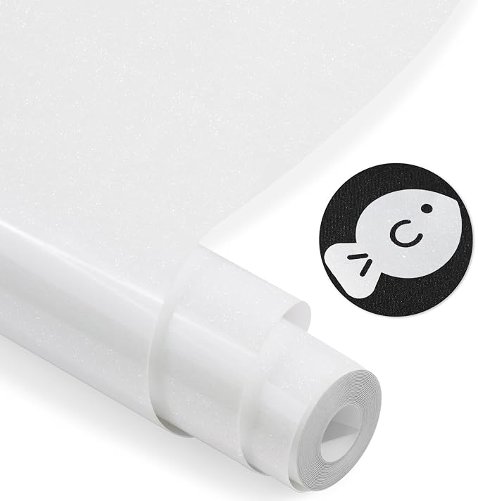 White Glitter HTV Heat Transfer Vinyl, Glitter Iron on Vinyl Roll 10" x 8ft | - Image 2