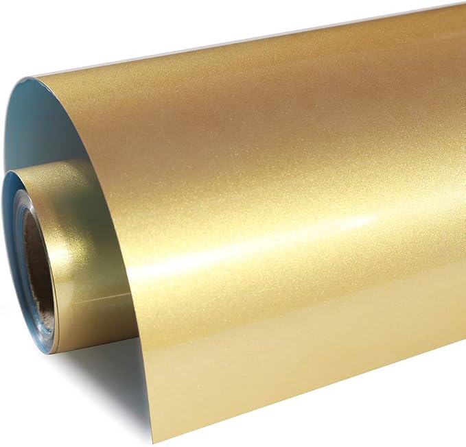FUNKAKA Heat Transfer Vinyl Shiny Golden HTV Rolls by FUNKAKA