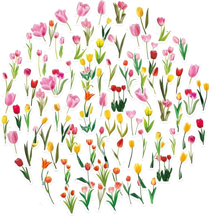 100Pcs Small Tulip Stickers Transparent - Image 7