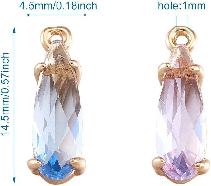 FASHEWELRY 50Pcs Teardrop Faceted Glass Pendants Mixed Colors Crystal Glass - Image 3