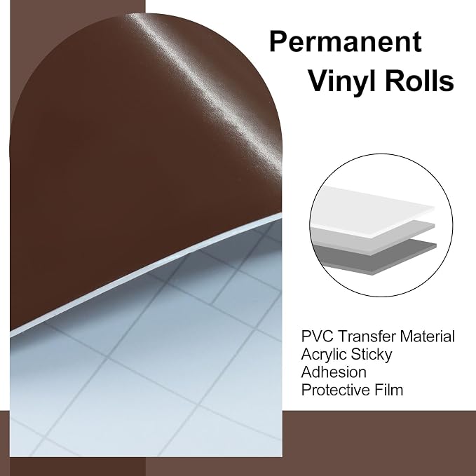 Luomorgo Brown Permanent Vinyl Roll 12" x 5FT | Glossy, Waterproof Adhesive - Image 3