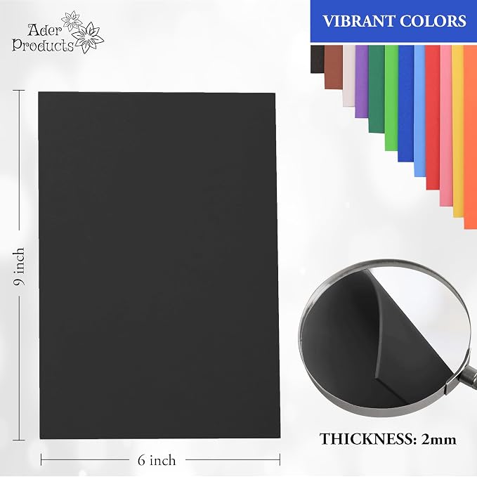 Black Eva Foam Sheets, 12 Pack, 2mm Thick, 6 x 9 Inch, Handicraft Foam Paper - Image 3