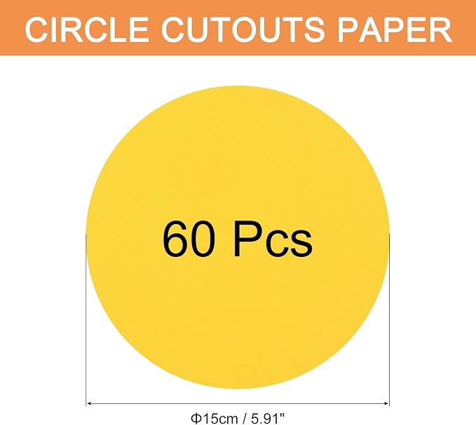 MECCANIXITY 60 PCS Golden Yellow Circle Cutouts Paper, 6 Inch Round Cutouts - Image 2