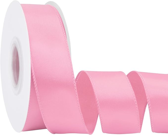 Pink 1.5 Inch Continuous 25 Yards Satin Wired Ribbon by Simplegoal