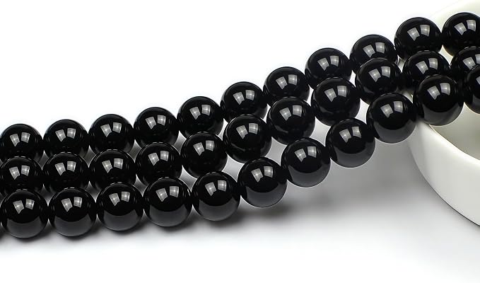 MJDCB Natural Stone Bead Black Onyx Gemstone Loose Beads - Image 3
