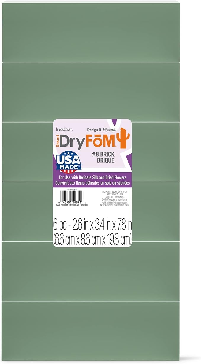 FloraCraft Floral Desert DryFōM 6 Piece Brick 2.6 Inch x 3.4 Inch x 7.8 Inch by FloraCraft