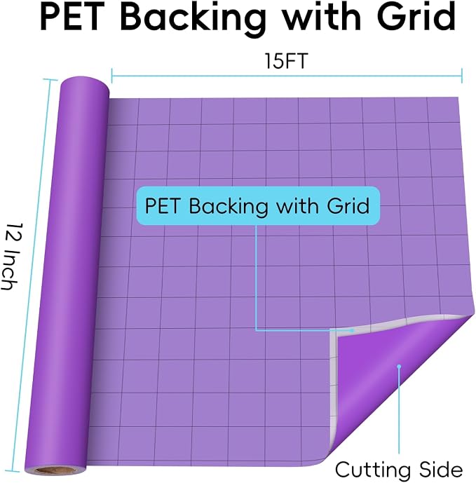 Aoder Permanent Adhesive Vinyl Roll 12" × 15FT, Matte Purple | Sticker Vinyl - Image 3