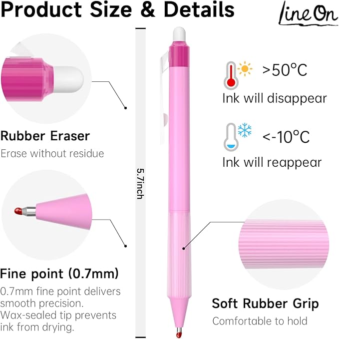 Lineon Erasable Gel Pens, 20 Colors Retractable 0.7mm Fine Point Erasable Pens - Image 4