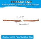 PATIKIL 60 Pcs / 20cm Wood Log Sticks, 0.2-0.5inch in Diameter Natural Driftwood - Image 2