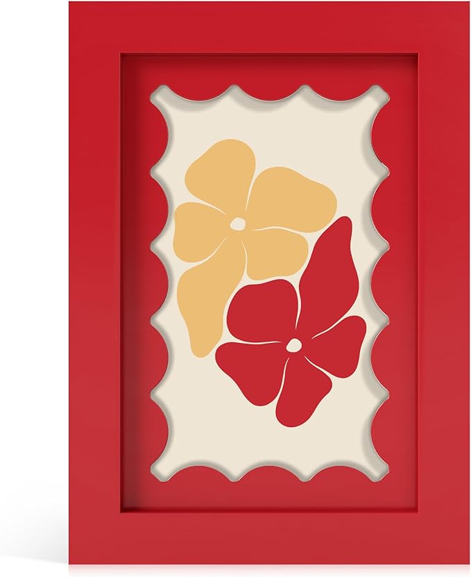 4x6 Picture Frame with Real Glass, Wooden cute 4 x 6 Photo Frame with Wavy Mat by THKRLOF