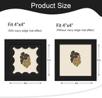4x4 Picture Frame with Real Glass, Wooden cute 4 x 4 Photo Frame with Wavy Mat - Image 2