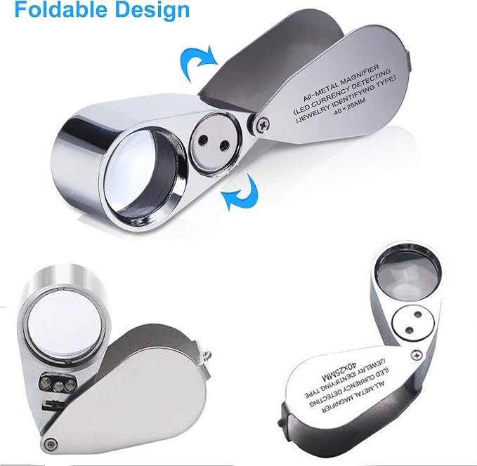 40X Metal Illuminated Jewelers Loop Magnifier Glass, Loupe Magnifier - Image 3