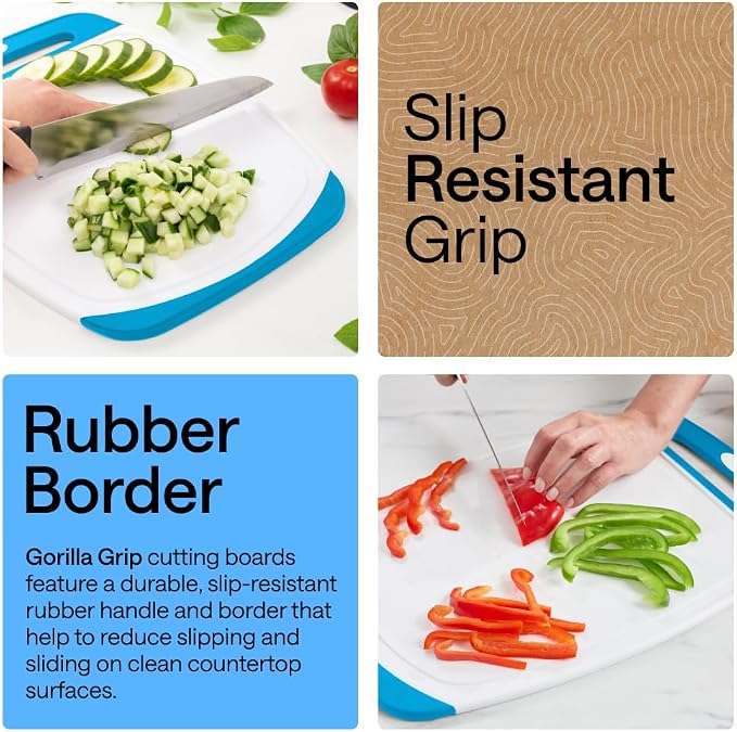 GORILLA GRIP BPA-Free Reversible Kitchen Cutting Board Set of 3, US Designed - Image 3