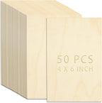 50 Pack Unfinished Wood Pieces, 4 x 6 Inch Thin Plywood Wood Squares by Jyongmer