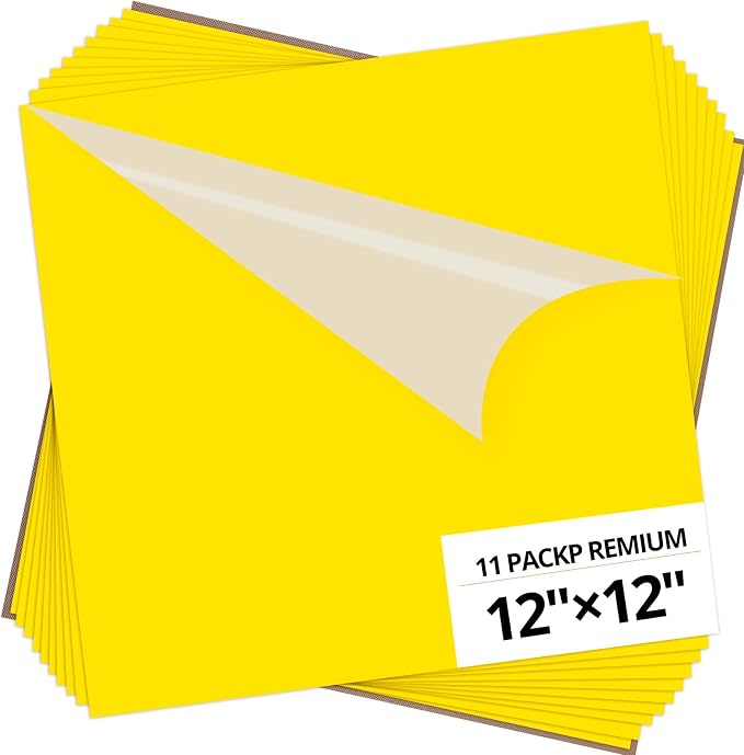 Dysania Yellow Heat Transfer Vinyl, 10 Pack 12 x 12in Yellow HTV Vinyl | Iron by Dysania