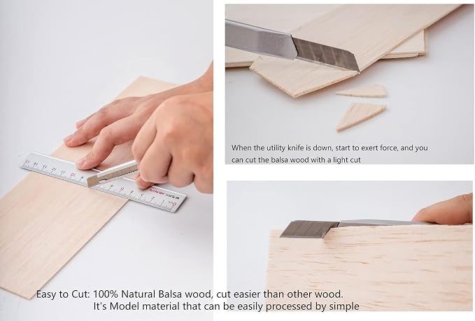 12 Pack Balsa Wood Sheets 1/16x4x6 Inch Natural Wood Color Unfinished Wood - Image 3