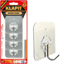 KLAPiT Super Hook - Heavy-Duty Adhesive Wall Hooks, Holds Up to 11 lbs, Waterproof, No Damage, Easy Install on Tile, Wood, Stone, Glass & Metal - Made of Steel (Silver, 4pc)