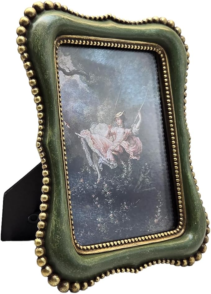 4x6 Vintage Picture Frame, Antique Green Ornate Photo Frame, - Image 6