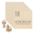 12 Pack Basswood Sheets 4"×4"×3/16" Unfinished Plywood Sheet | Smooth Thin Wood by Unknown