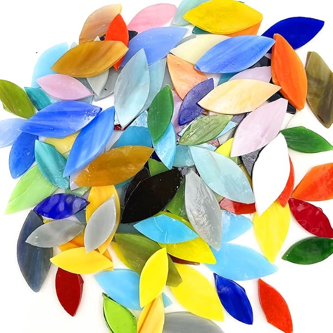 DIY Glass Petal Mosaic Tiles, 100 Pieces Assorted Size and Colors Stained Glass - Image 2