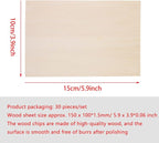 Basswood Sheets, 30 Pack Unfinished Wood, Rectangle Thin Plywood Wood Sheets - Image 2