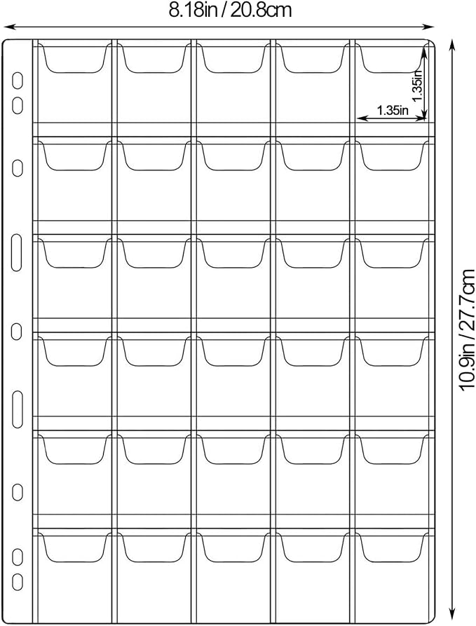 30-Pocket Coin Pages for Collectors, Standard 9-Hole Coin Collection Pages fit - Image 2