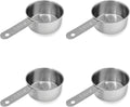 1/3 Cup Stainless Steel Measuring Cup | Sturdy Metal 80 ml | 80 cc | 3 oz | Single Cup for Wet and Dry Ingredients | Great for use as 1/3 Cup Dog Food Scoop - 4 PK