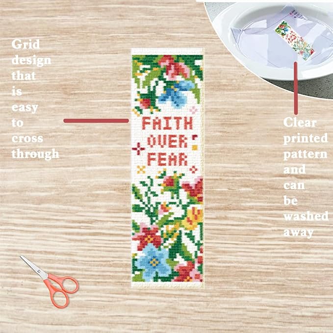 FREEBLOSS 6 Set Cross Stitch Bookmark Kits Stamped Embroidery Kit Bookmarks DIY - Image 3