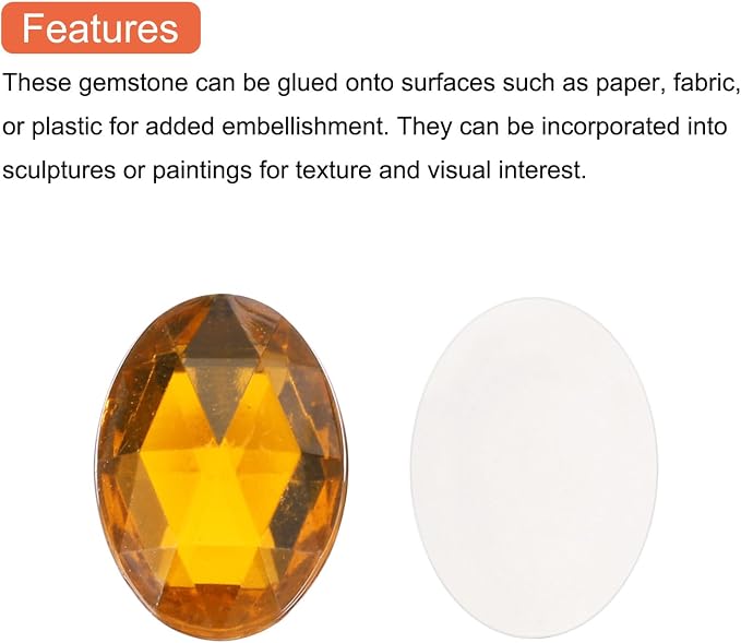 MECCANIXITY 50Pcs Acrylic Oval Gems 13x18 mm Flat Back Artificial Rhinestones - Image 4