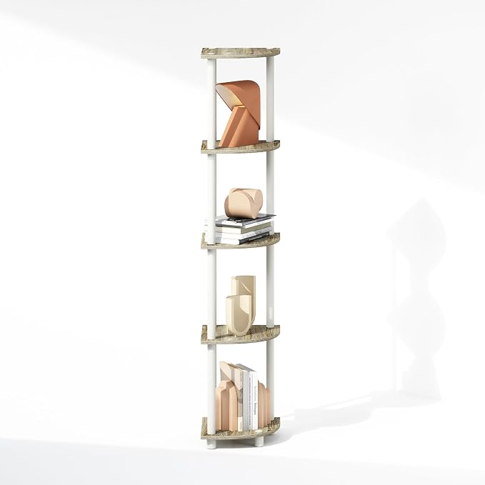 Furinno Turn-N-Tube Storage Shelves, 5-Tier Book Shelf, Corner Shelf, Toolless - Image 8